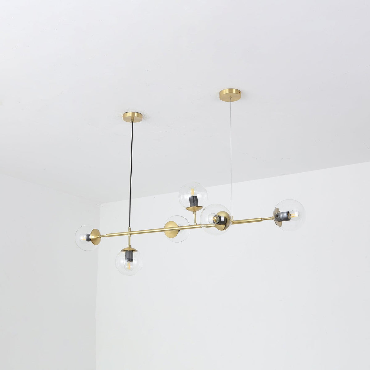 Yorvin Pendelleuchte Orb Messing Glas für Wohnzimmer
