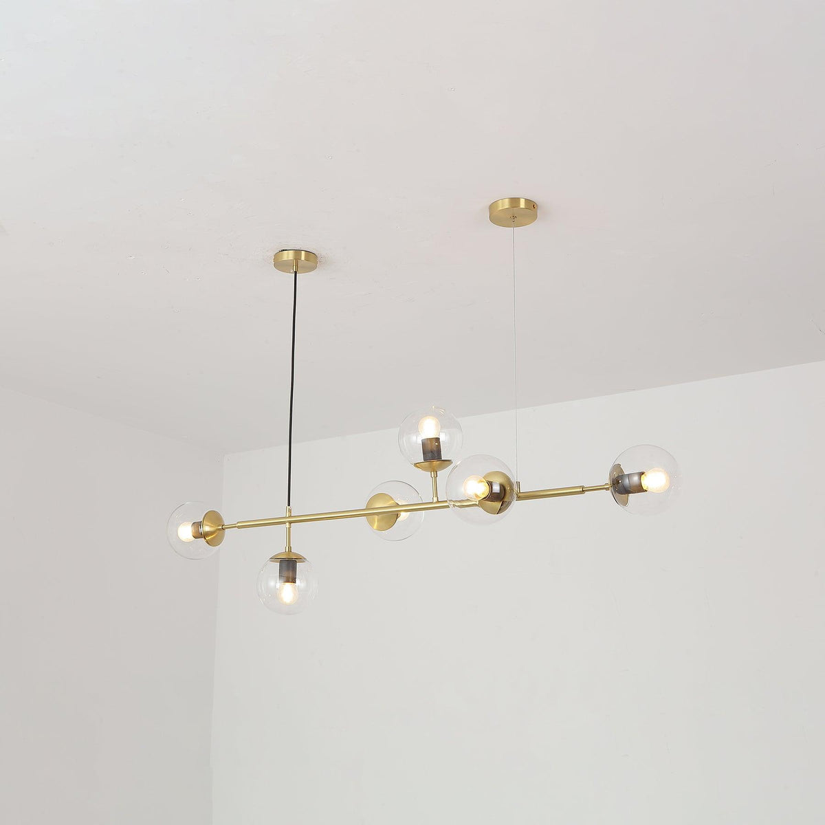 Yorvin Pendelleuchte Orb Messing Glas für Wohnzimmer
