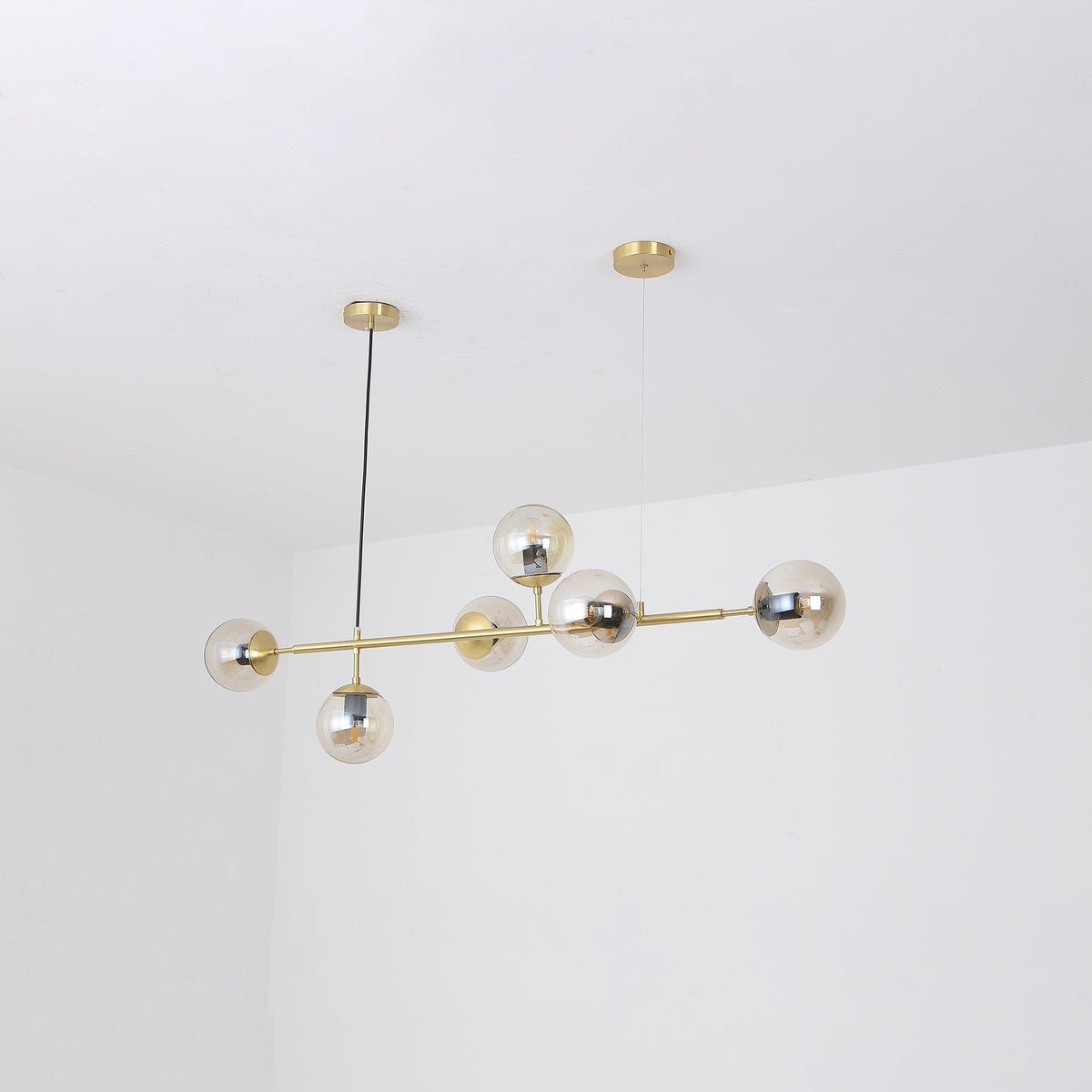 Yorvin Pendelleuchte Orb Messing Glas für Wohnzimmer