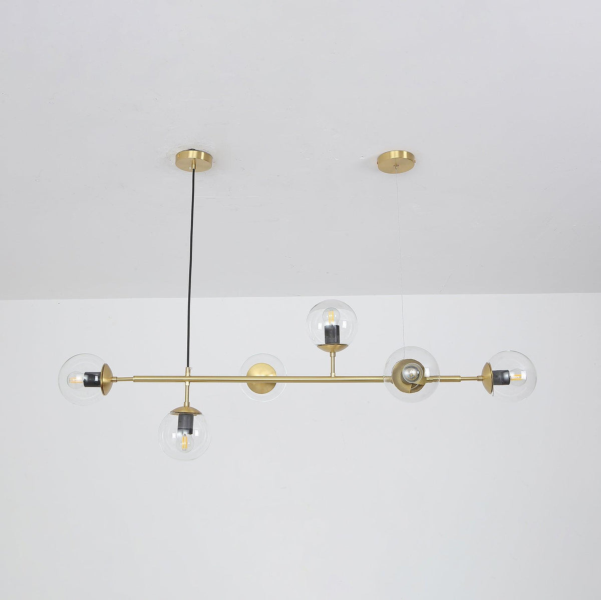 Yorvin Pendelleuchte Orb Messing Glas für Wohnzimmer