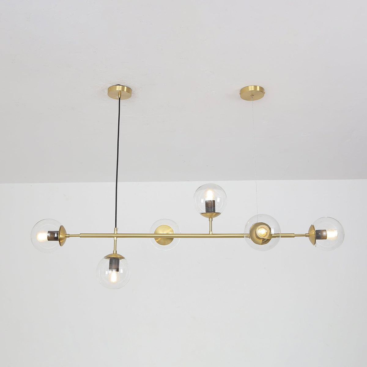 Yorvin Pendelleuchte Orb Messing Glas für Wohnzimmer