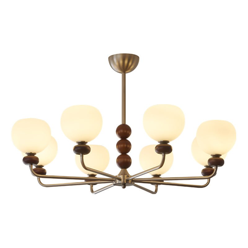 Vilorira Kronleuchter aus Walnuss-Holz und Glas im klassischen Orb-Design