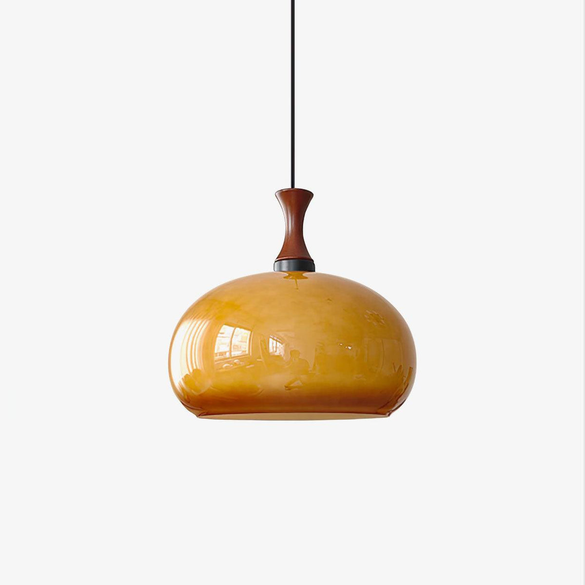 Gyls zeitgenössische minimalistische Pendelleuchte aus Holz und Glas