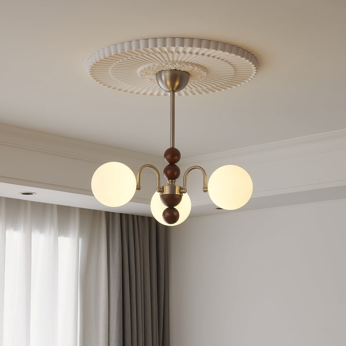 Orbital Kronleuchter Premium Nordisch Kunst Curve Holz Glas