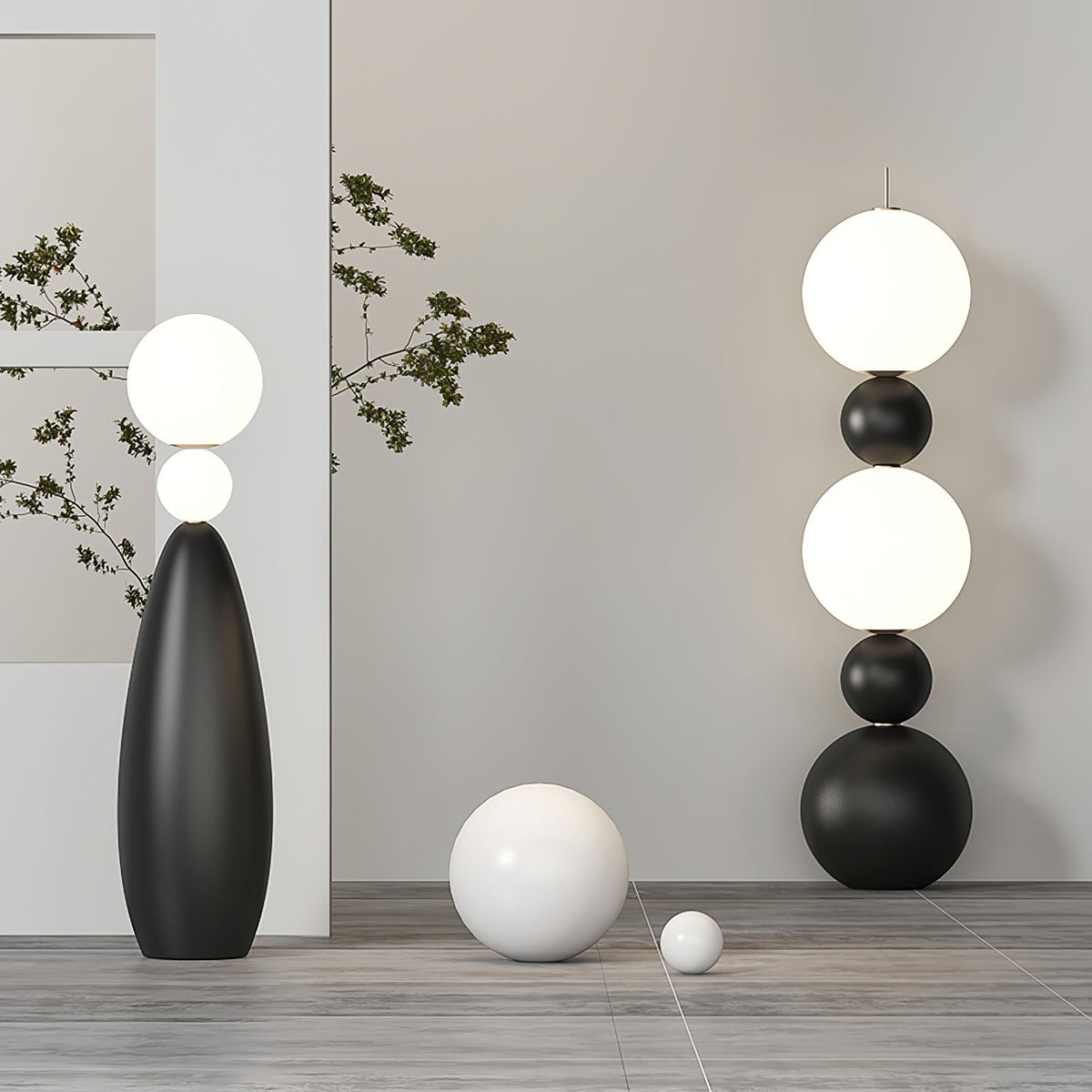 Ervynel Stehleuchte Schwarz Kugelförmig Minimalistisch Wohnzimmer | Cielum