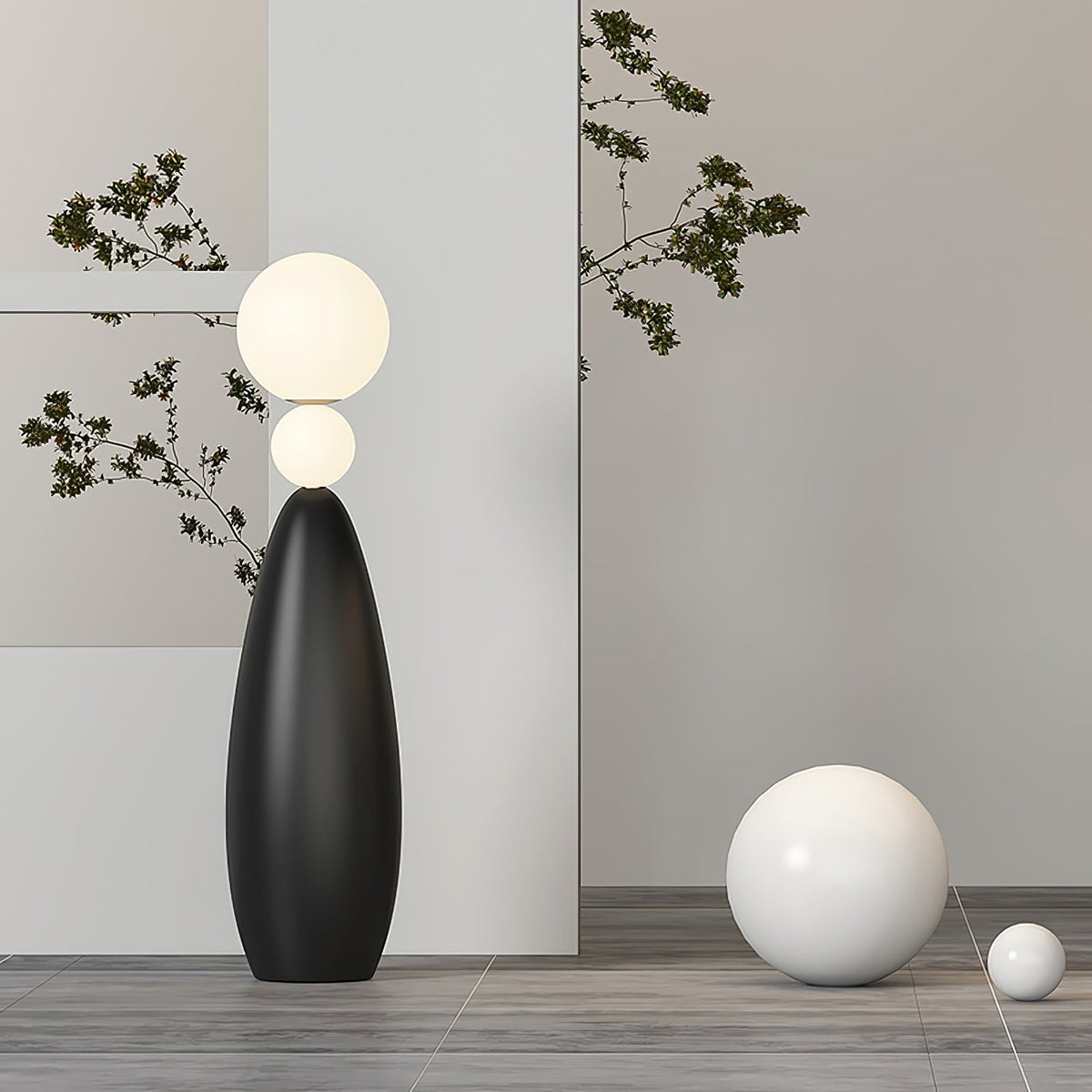 Ervynel Stehleuchte Schwarz Kugelförmig Minimalistisch Wohnzimmer | Cielum