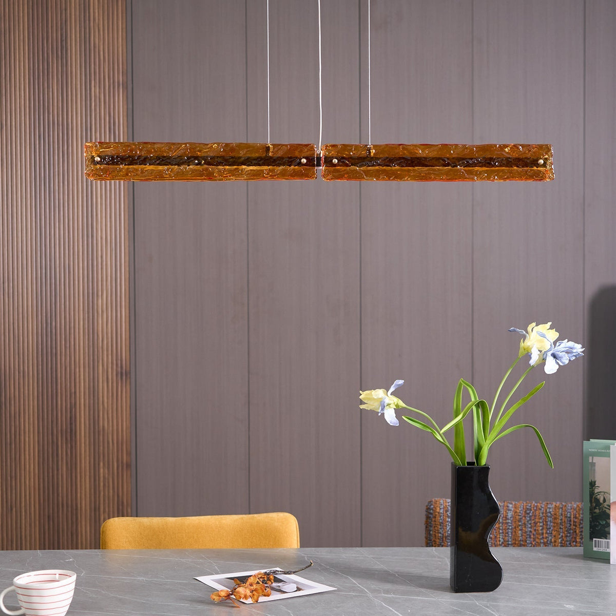 Avnorira zeitgenössische minimalistische lineare Insel-Pendelleuchte aus Glas