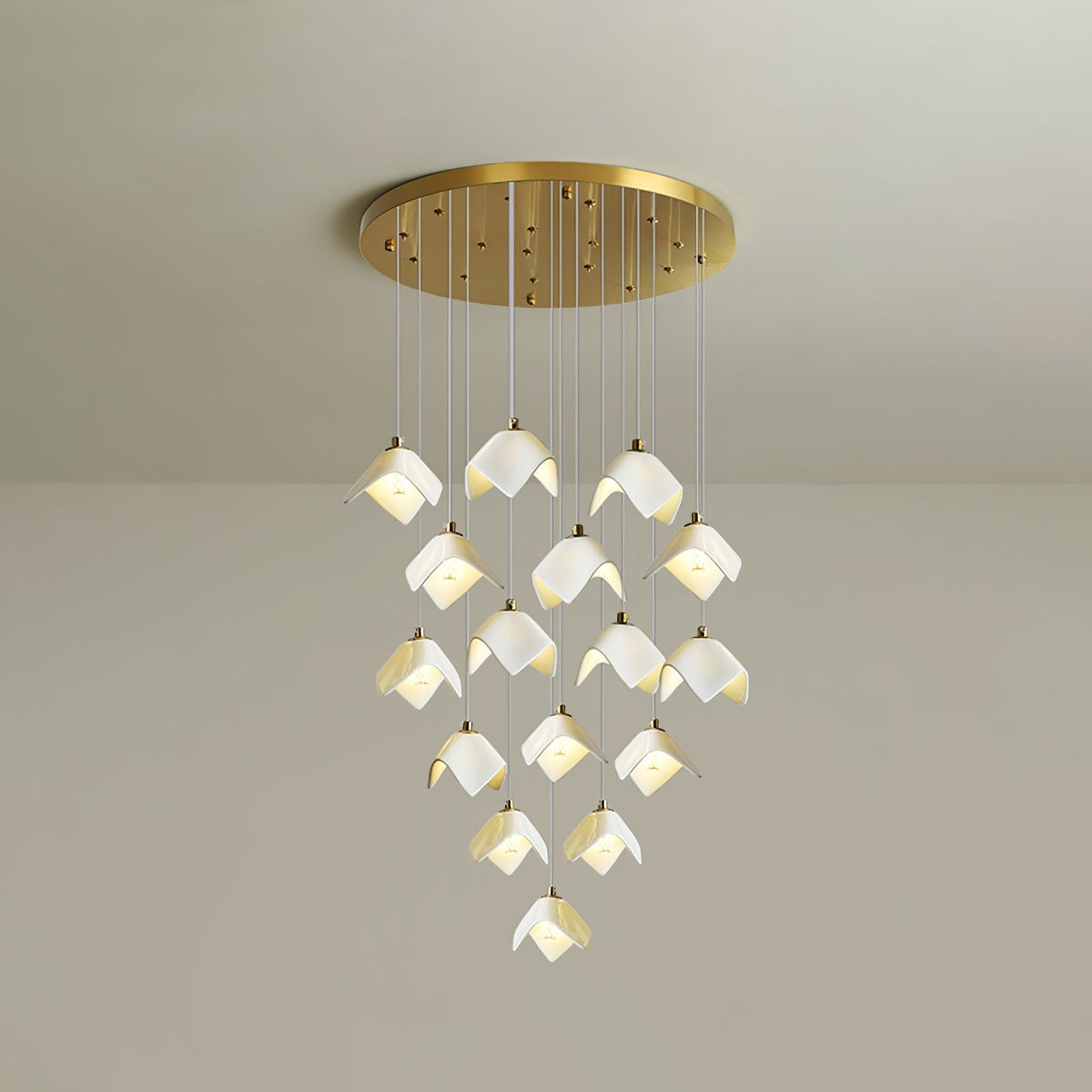 Cithayra Kronleuchter Geometrische Kronleuchte aus Glas und Messing