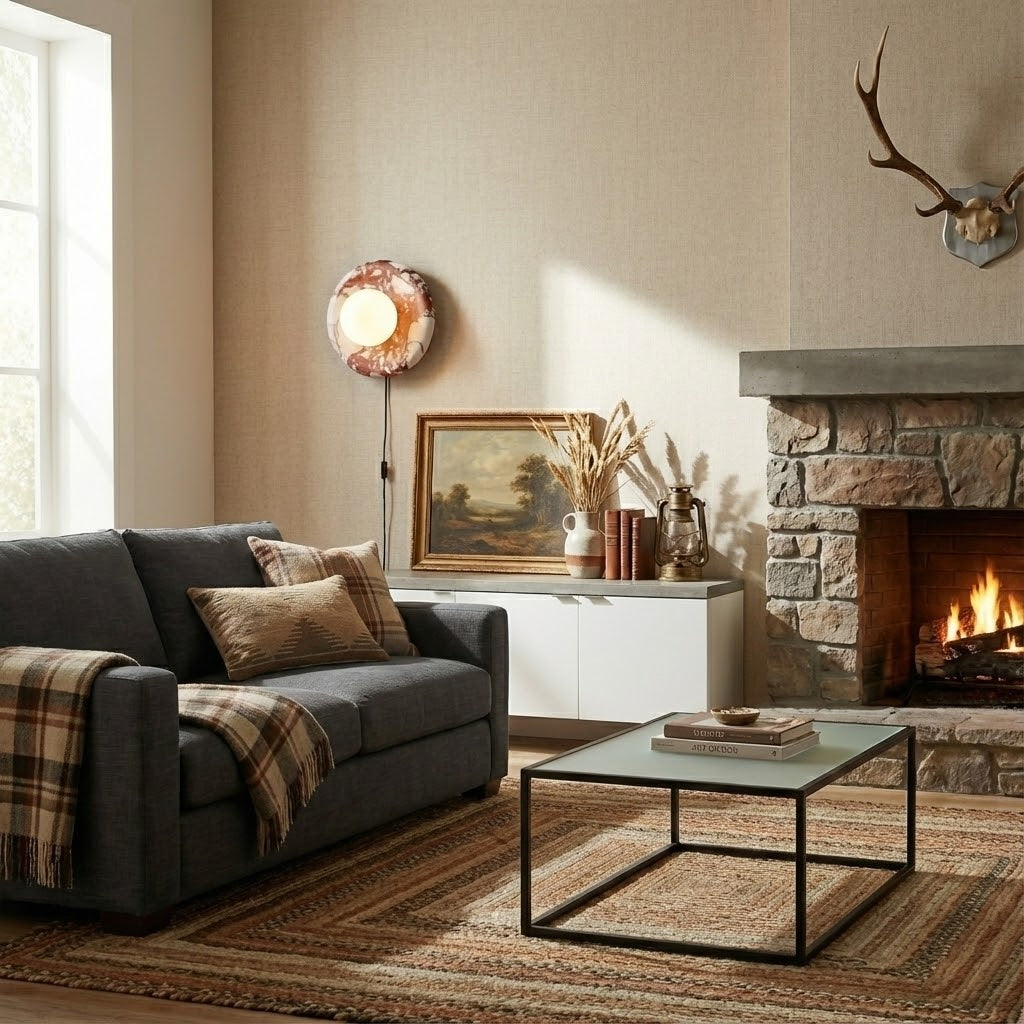Vantheori Rote Marmor-Wandleuchte mit Stecker (US)