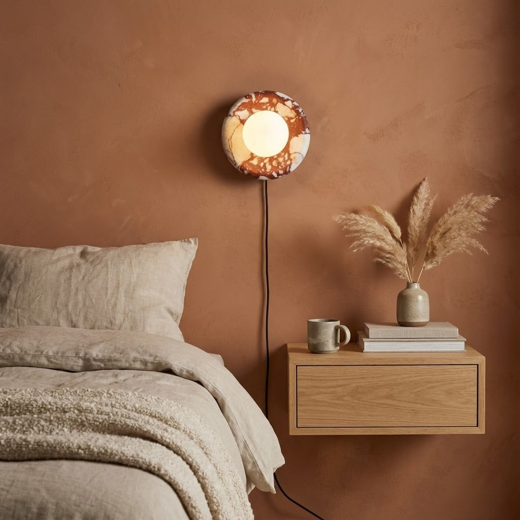 Vantheori Rote Marmor-Wandleuchte mit Stecker (US)