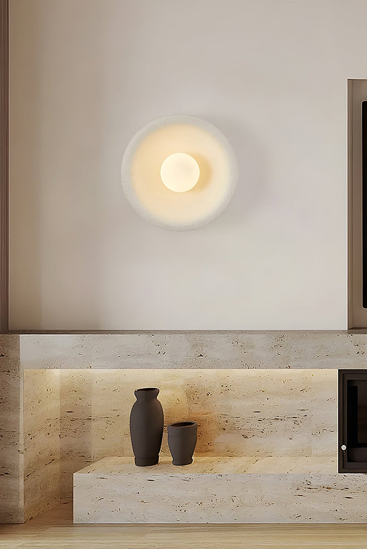 Evvinora zeitgenössische minimalistische Wandleuchte aus Glas mit Halo-Effekt