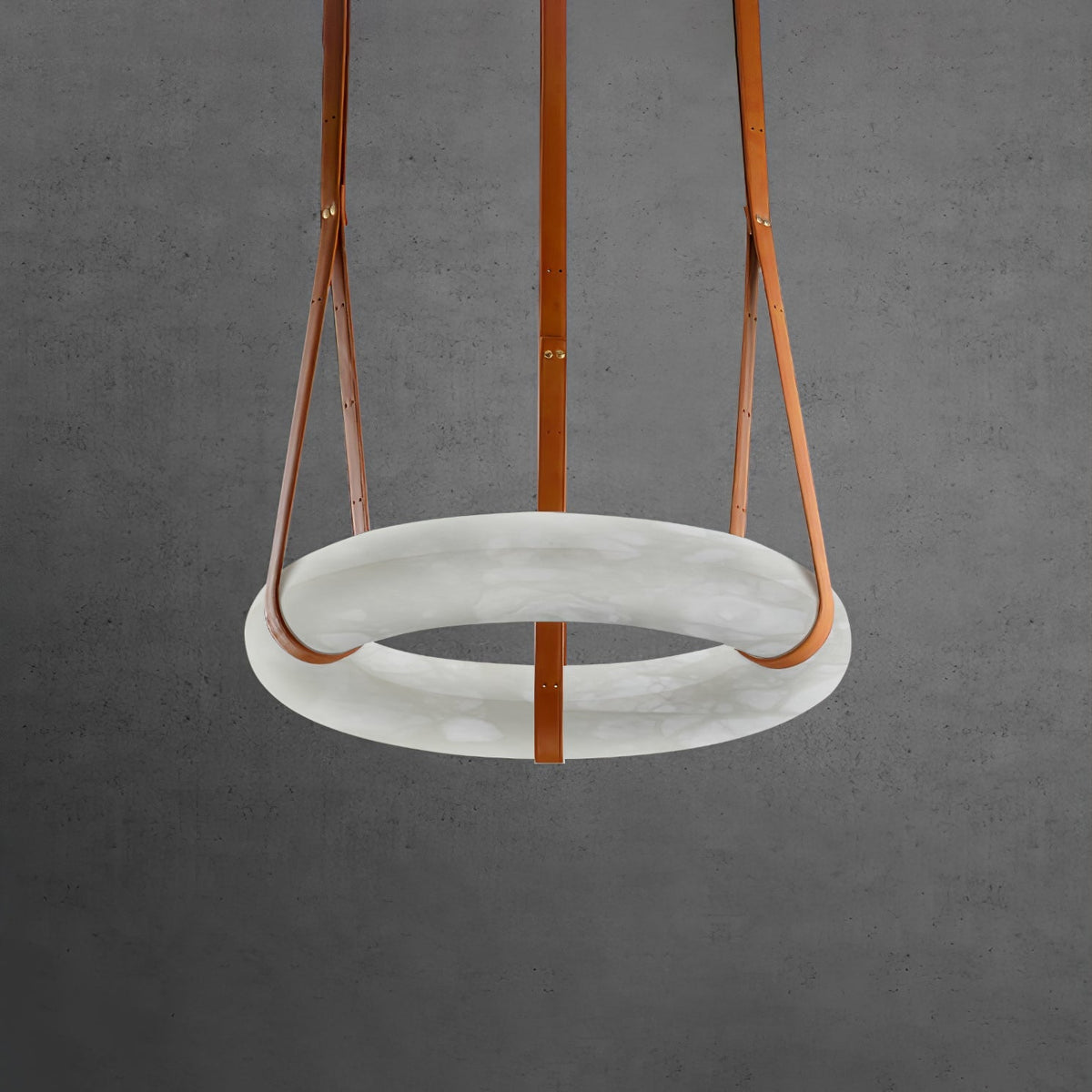 Tarys Alabaster Kronleuchter Ring Lederriemen-Version B