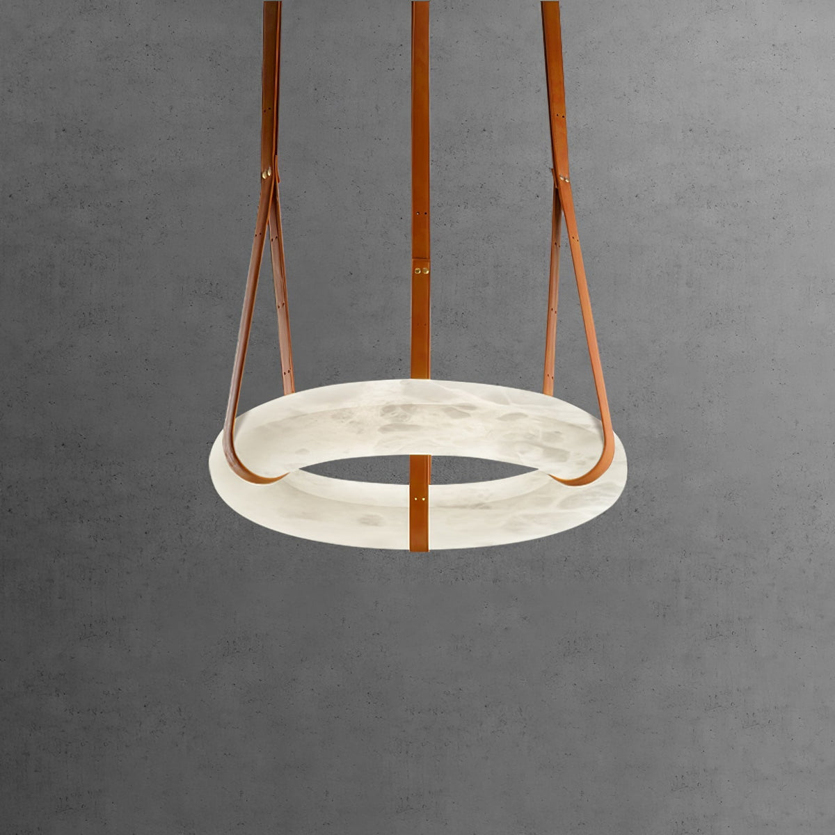 Tarys Alabaster Kronleuchter Ring Lederriemen-Version B
