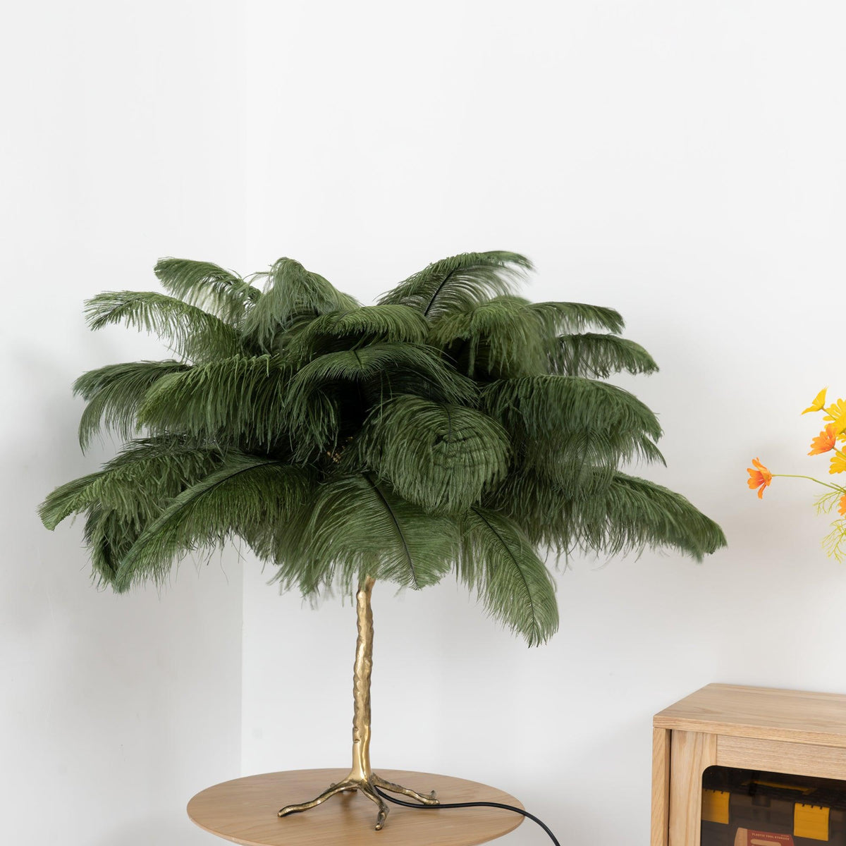 Ostrich Tischlampe aus Federn