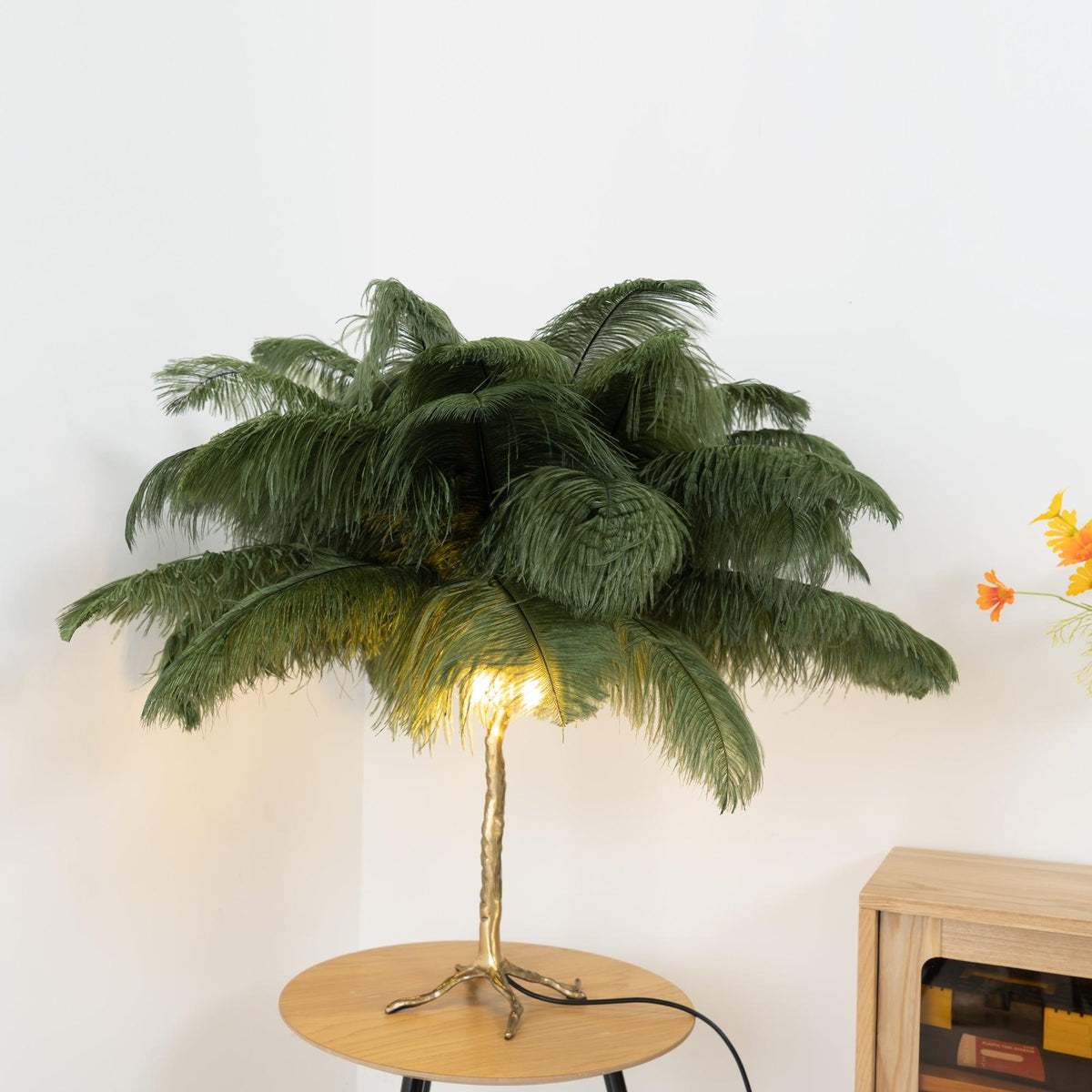Ostrich Tischlampe aus Federn