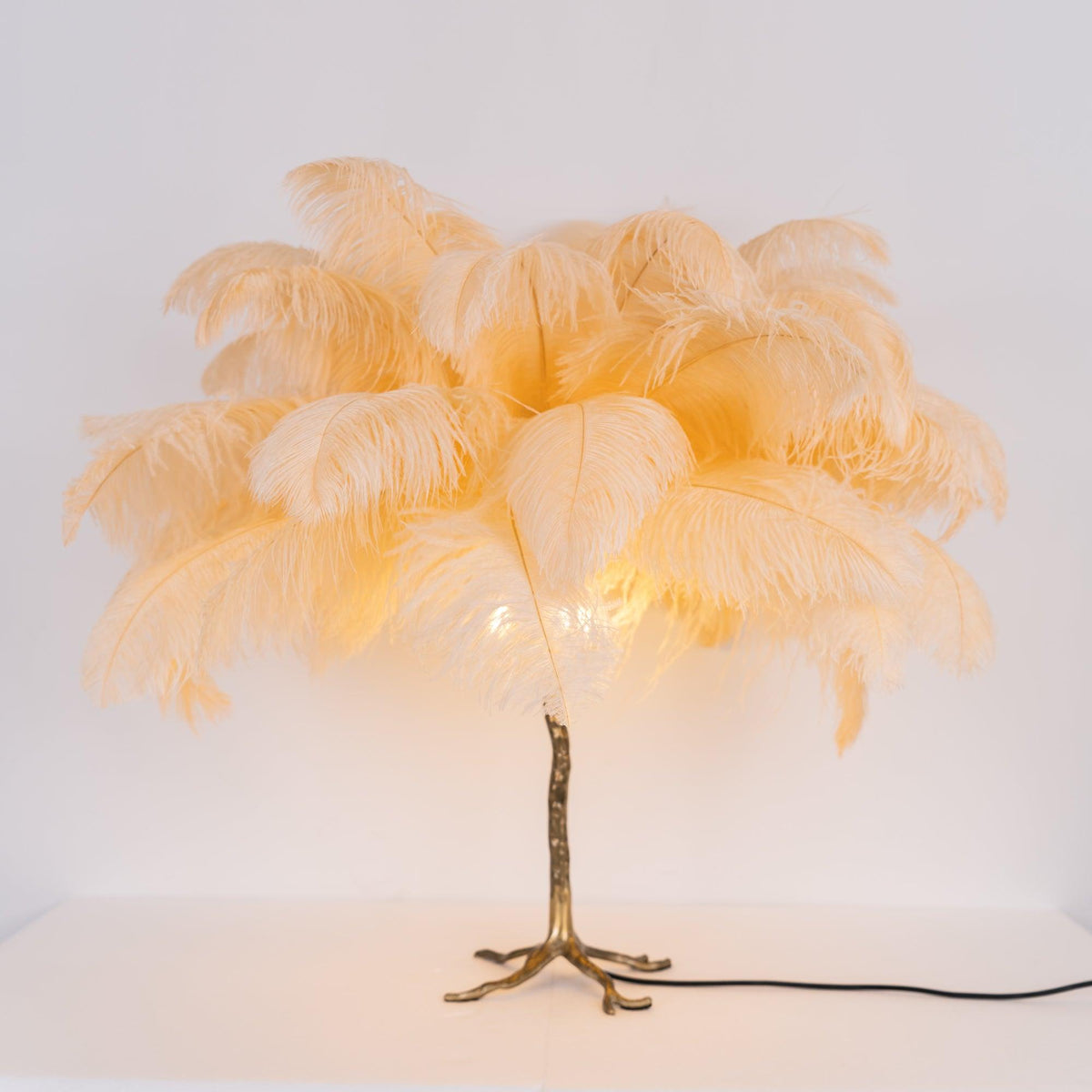 Ostrich Tischlampe aus Federn