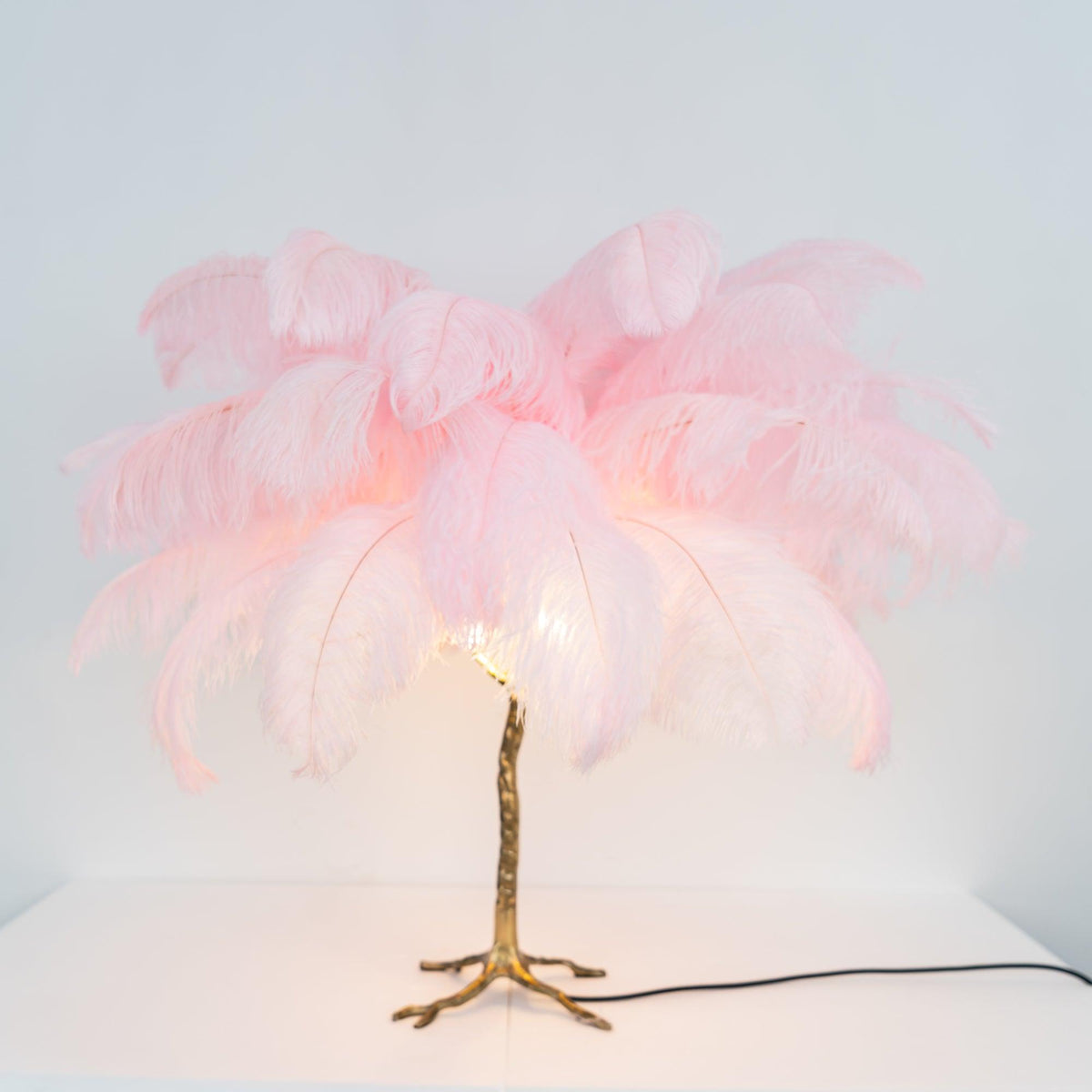 Ostrich Tischlampe aus Federn
