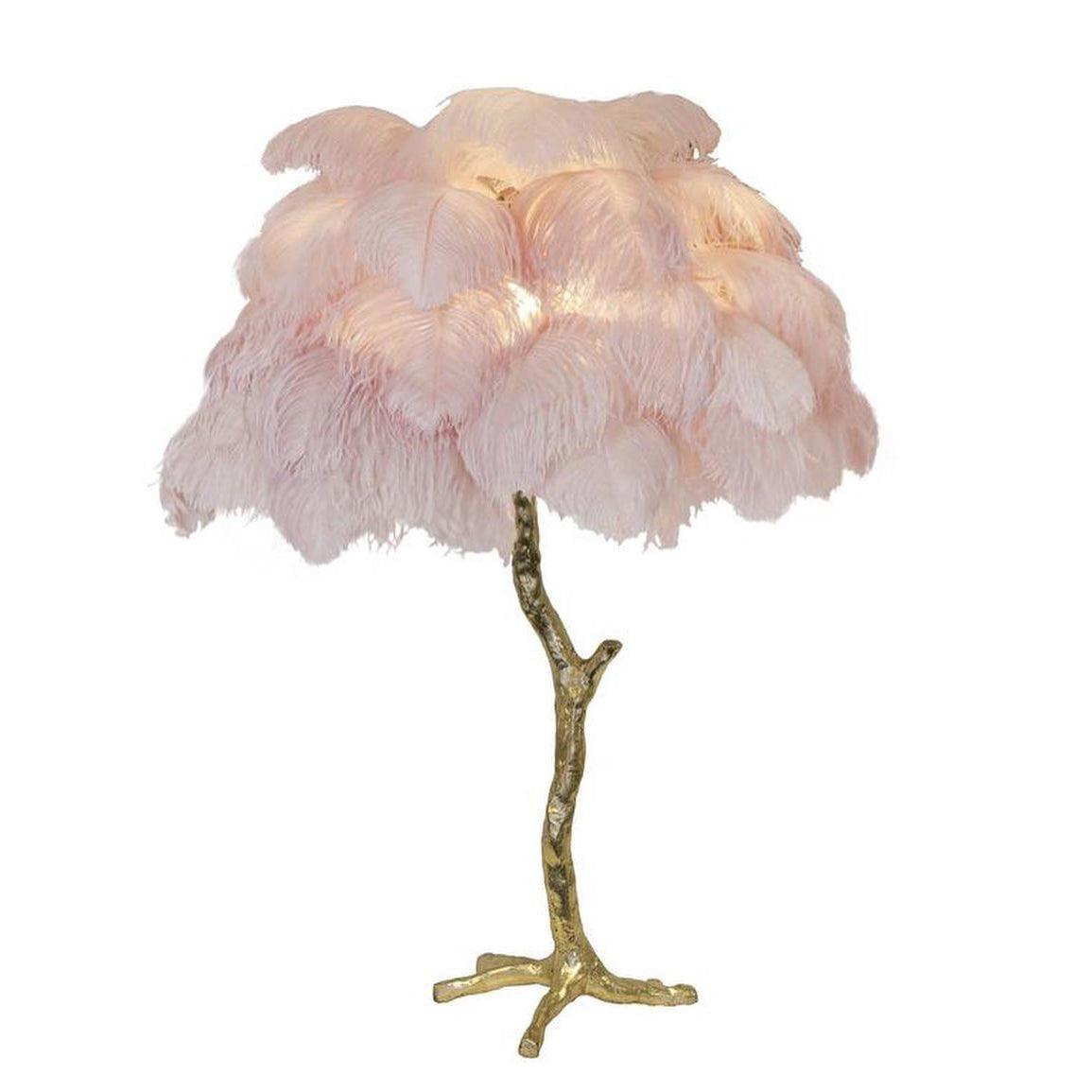 Ostrich Tischlampe aus Federn