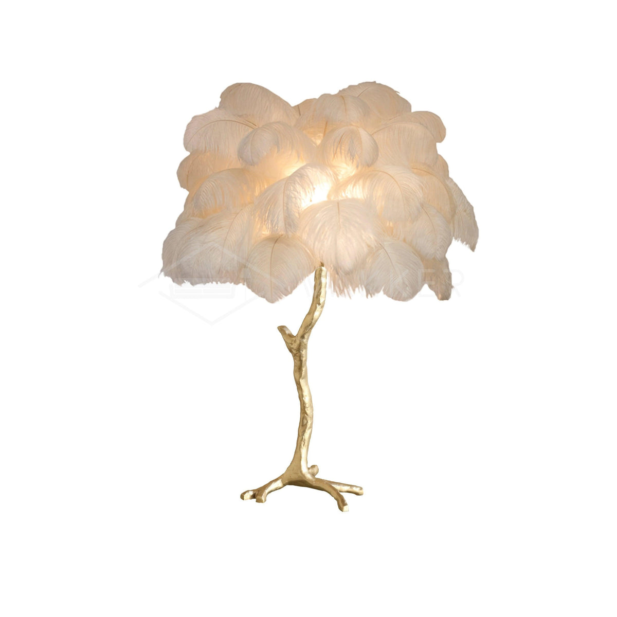 Ostrich Tischlampe aus Federn