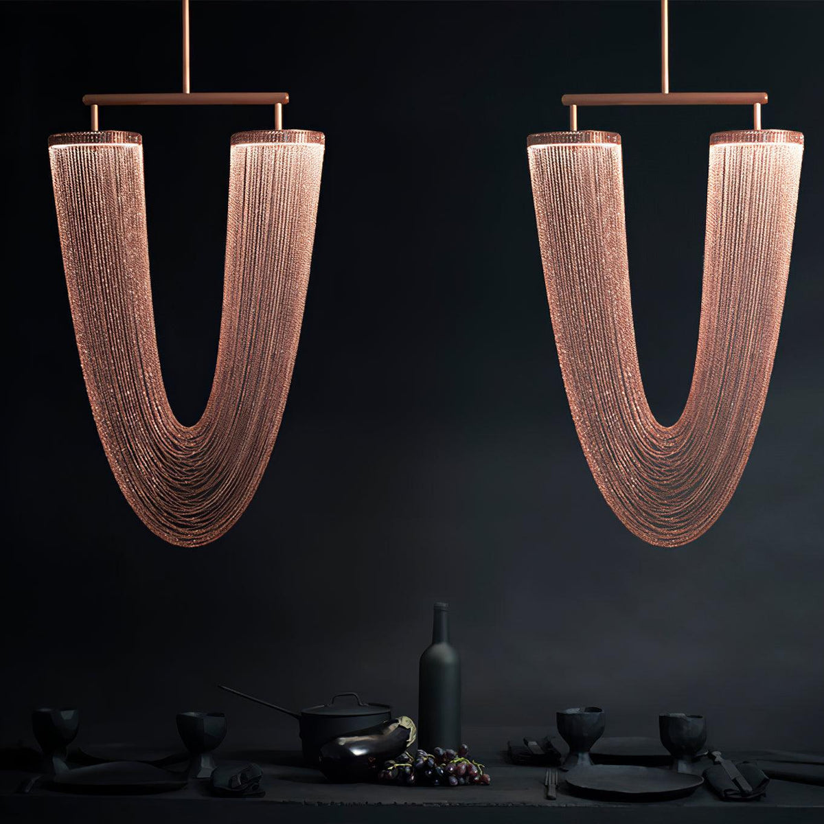 Apsht Pendelleuchte aus Kupferkette skulptural modern