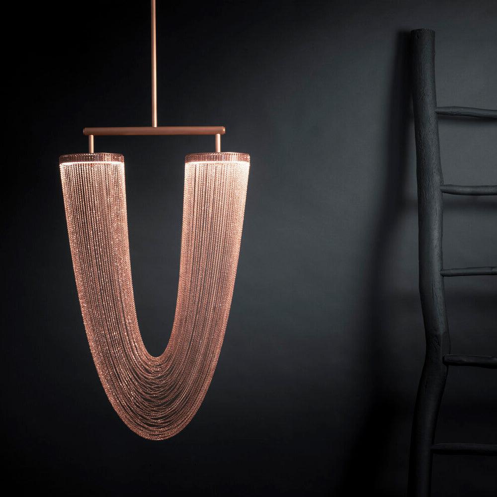 Apsht Pendelleuchte aus Kupferkette skulptural modern