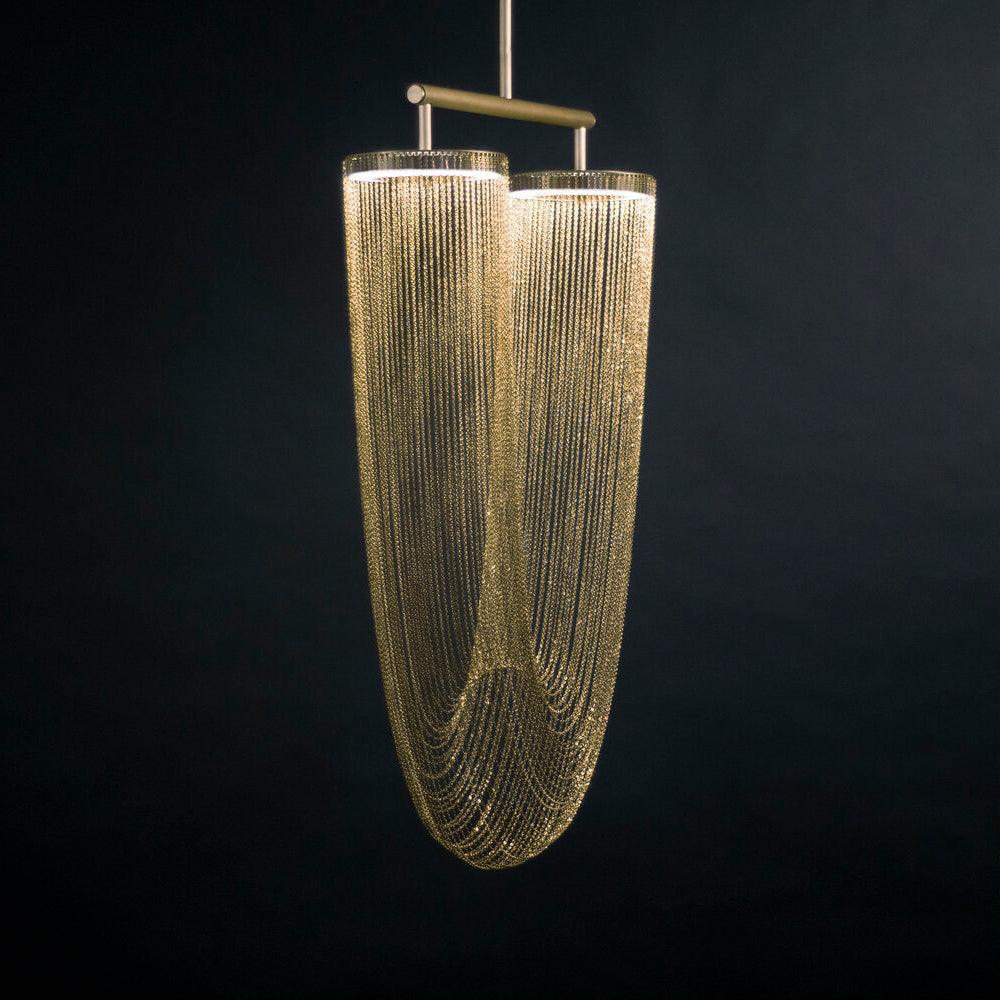 Apsht Pendelleuchte aus Kupferkette skulptural modern