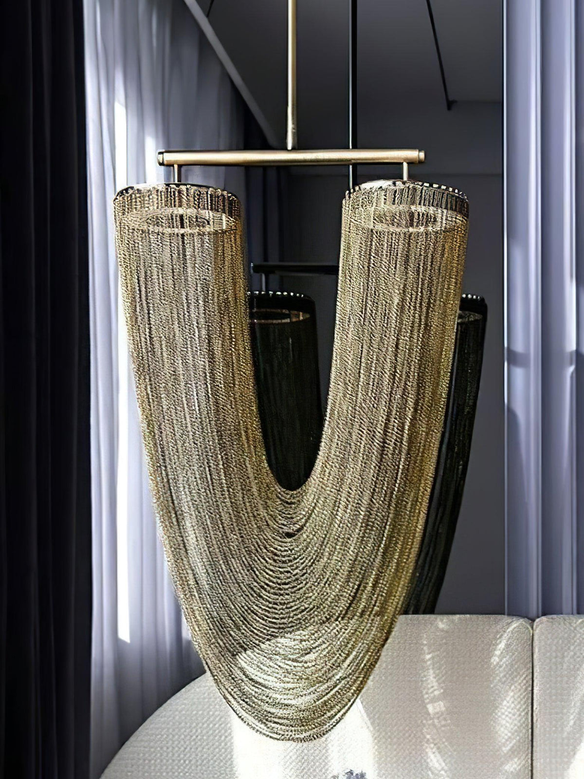 Apsht Pendelleuchte aus Kupferkette skulptural modern