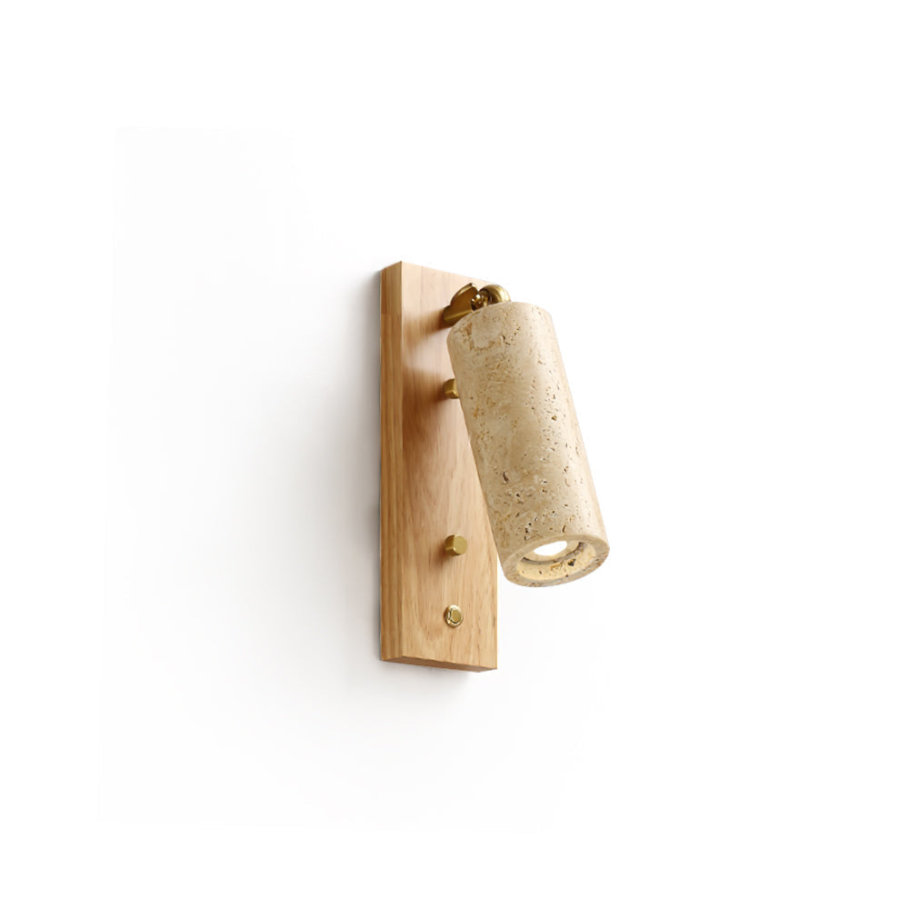 Noririse Wandleuchte Spotlight Gelber Travertin Holz