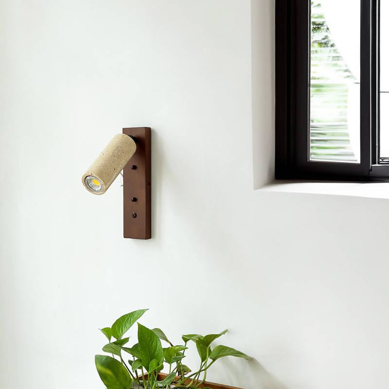 Noririse Wandleuchte Spotlight Gelber Travertin Holz