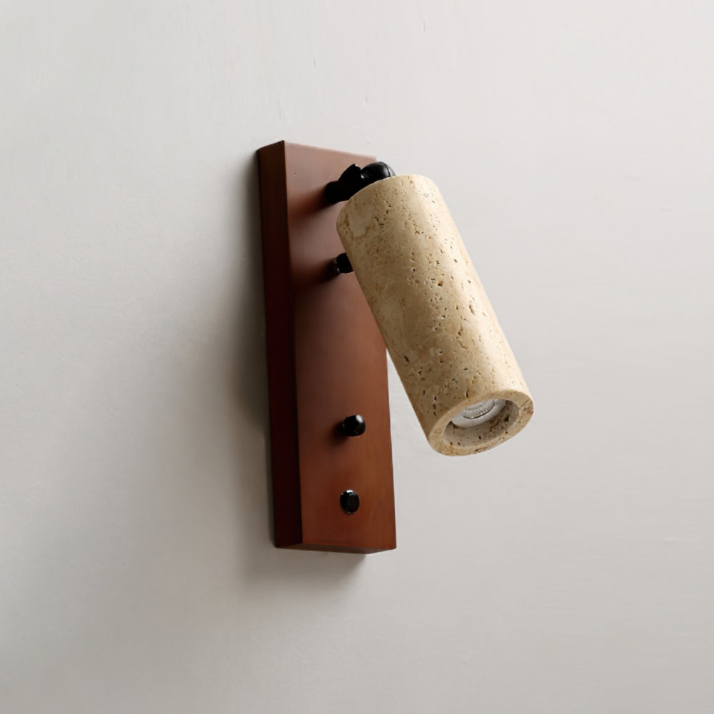 Noririse Wandleuchte Spotlight Gelber Travertin Holz