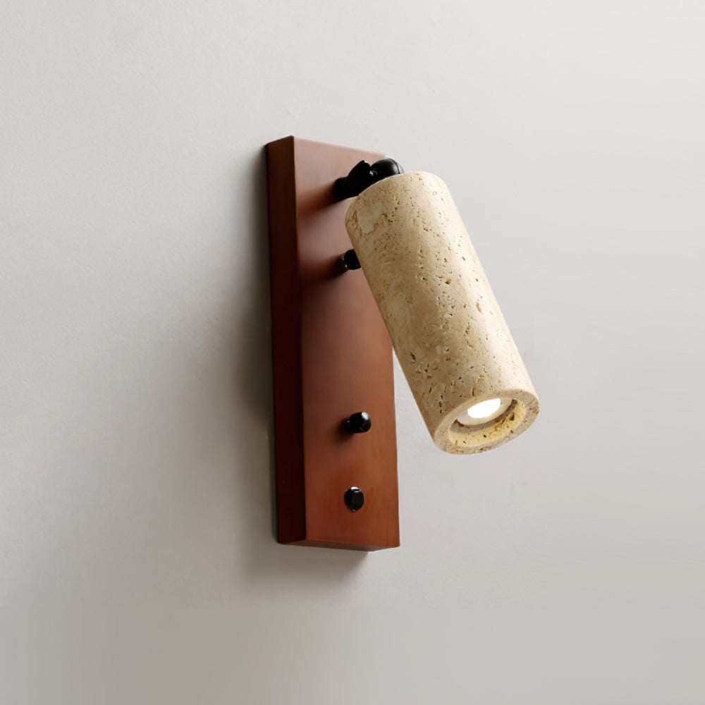 Noririse Wandleuchte Spotlight Gelber Travertin Holz