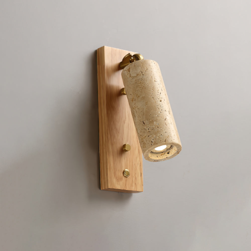 Noririse Wandleuchte Spotlight Gelber Travertin Holz