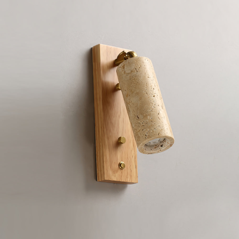 Noririse Wandleuchte Spotlight Gelber Travertin Holz