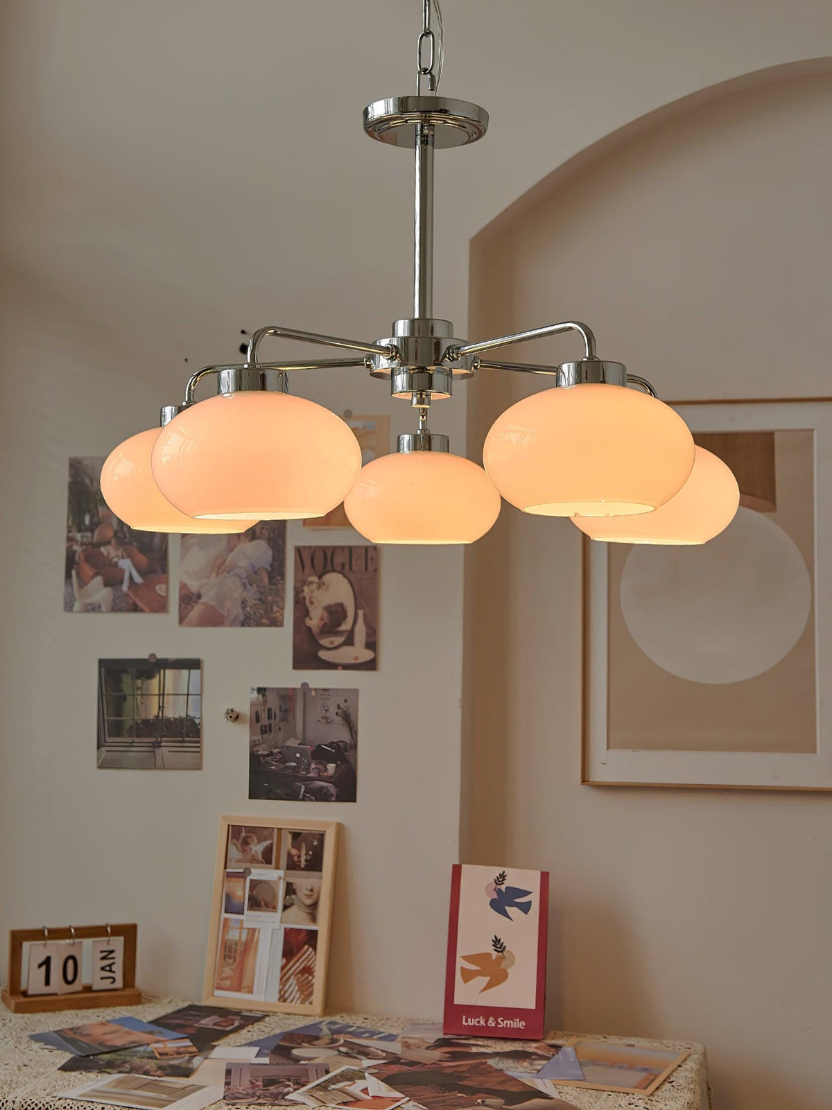 Liorenira Kronleuchter Glas Chrom Geometrisch Retro