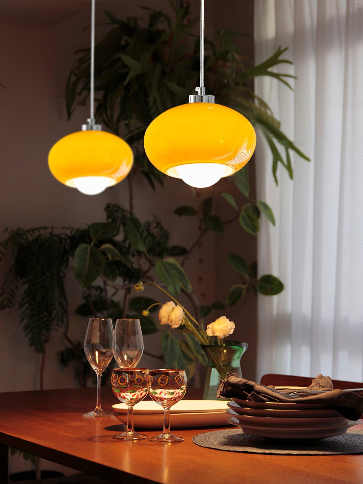 Tavira Pendelleuchte aus Glas im Retro-Stil