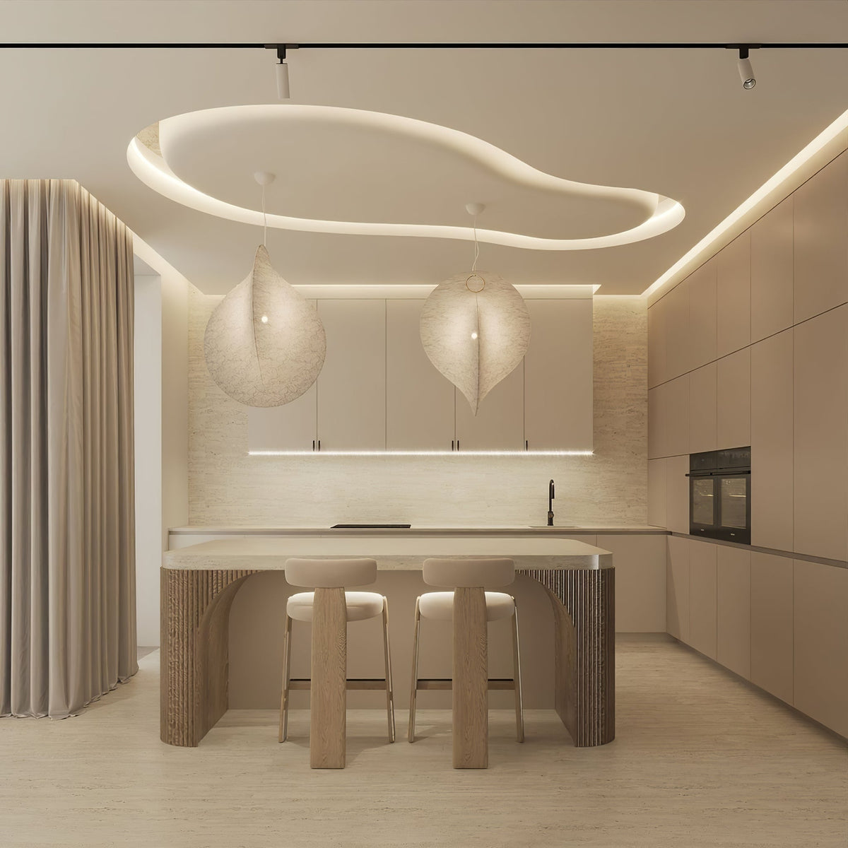 Ferivora Pendelleuchte aus Stahl mit künstlerischem Design