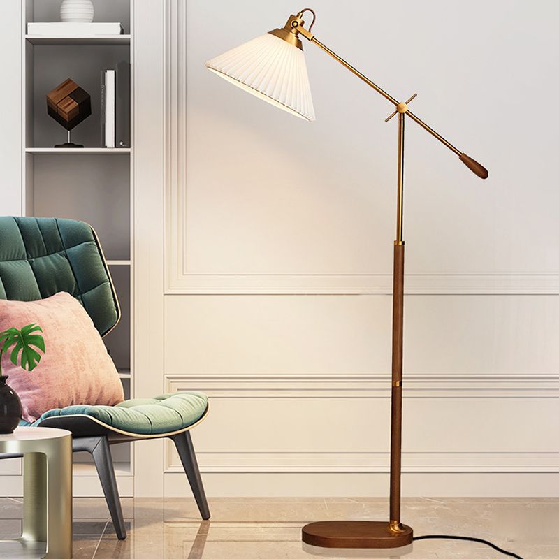 Muto Plissiert Retro Stehleuchte, Wohnzimmer, Weiß/Blau, Metall Holz