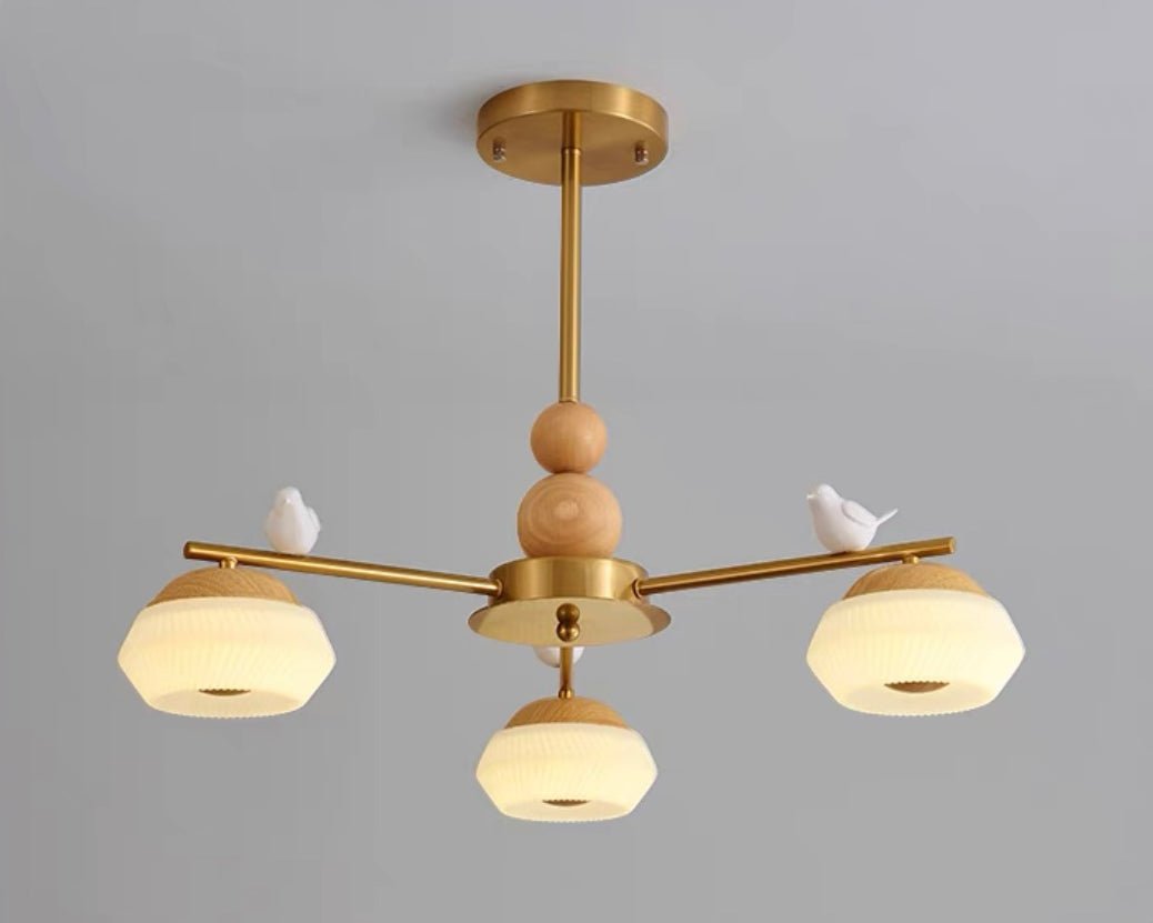 Orieraine Kronleuchter, Messing, Vogel, Ozawa Elegant