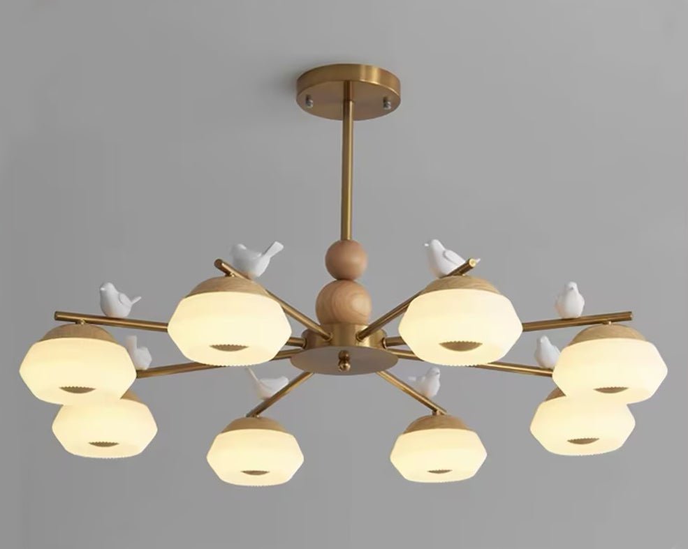Orieraine Kronleuchter, Messing, Vogel, Ozawa Elegant