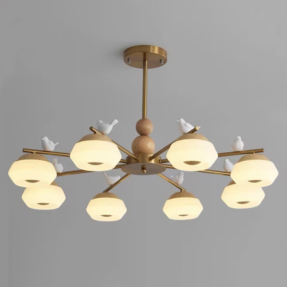 Orieraine Kronleuchter, Messing, Vogel, Ozawa Elegant