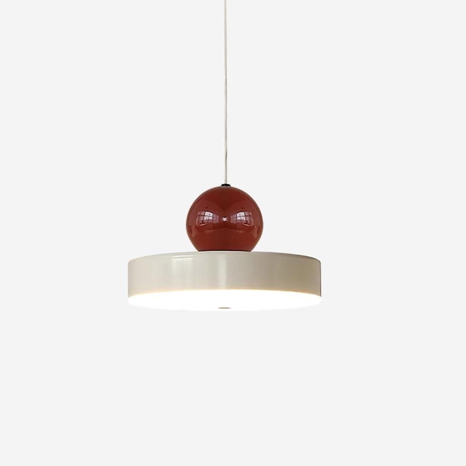 Pendelleuchte Metallkörper roter Kugellampenschirm moderner Retro-Akzent