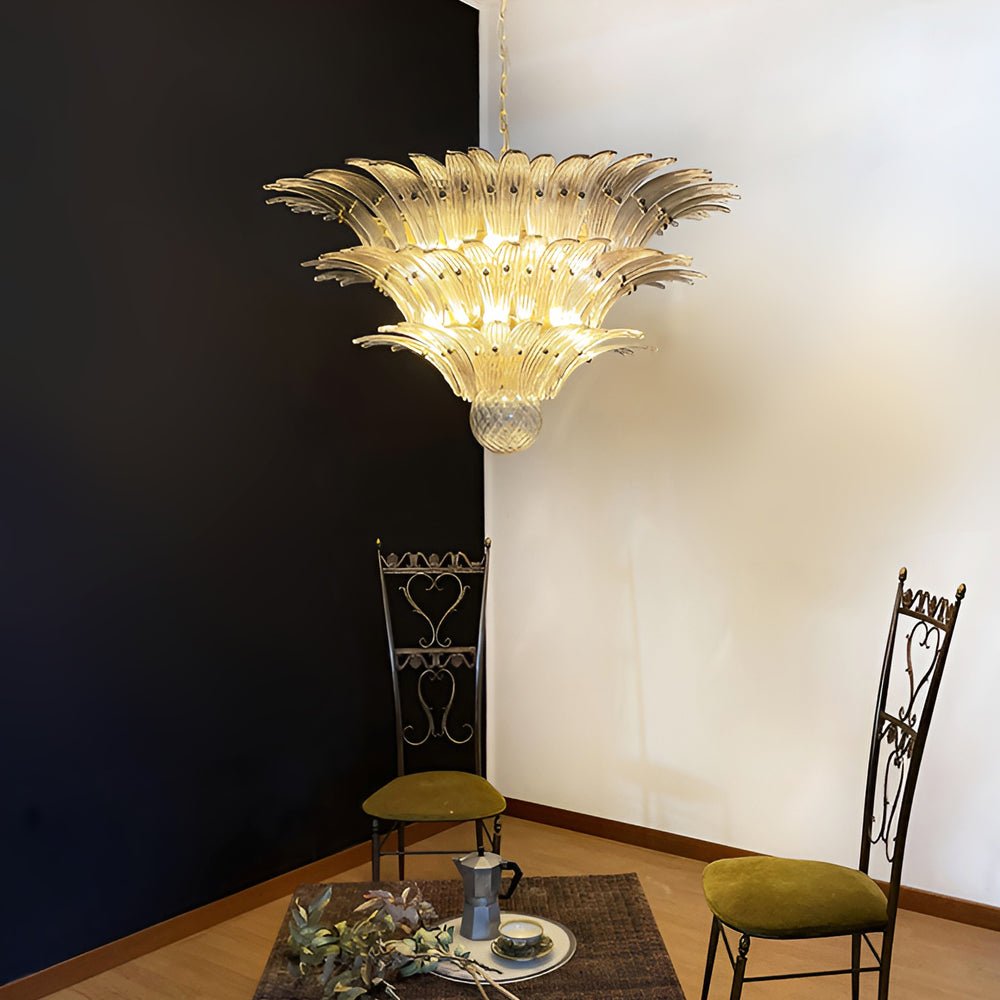 Eirivelle Kronleuchter Murano-Glas Palmblatt-Ebenen
