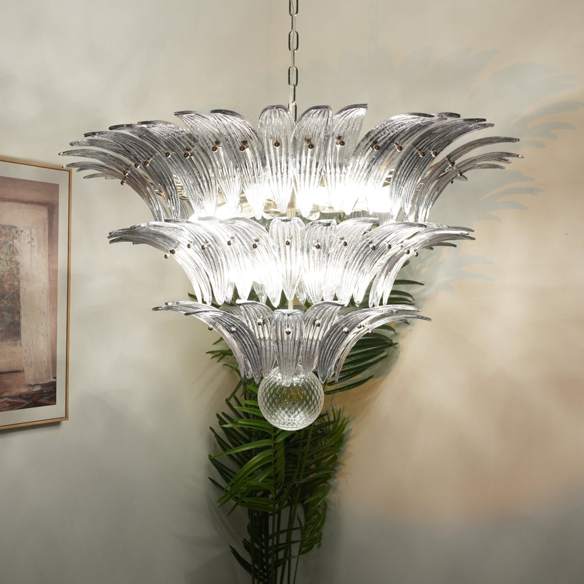 Eirivelle Kronleuchter Murano-Glas Palmblatt-Ebenen