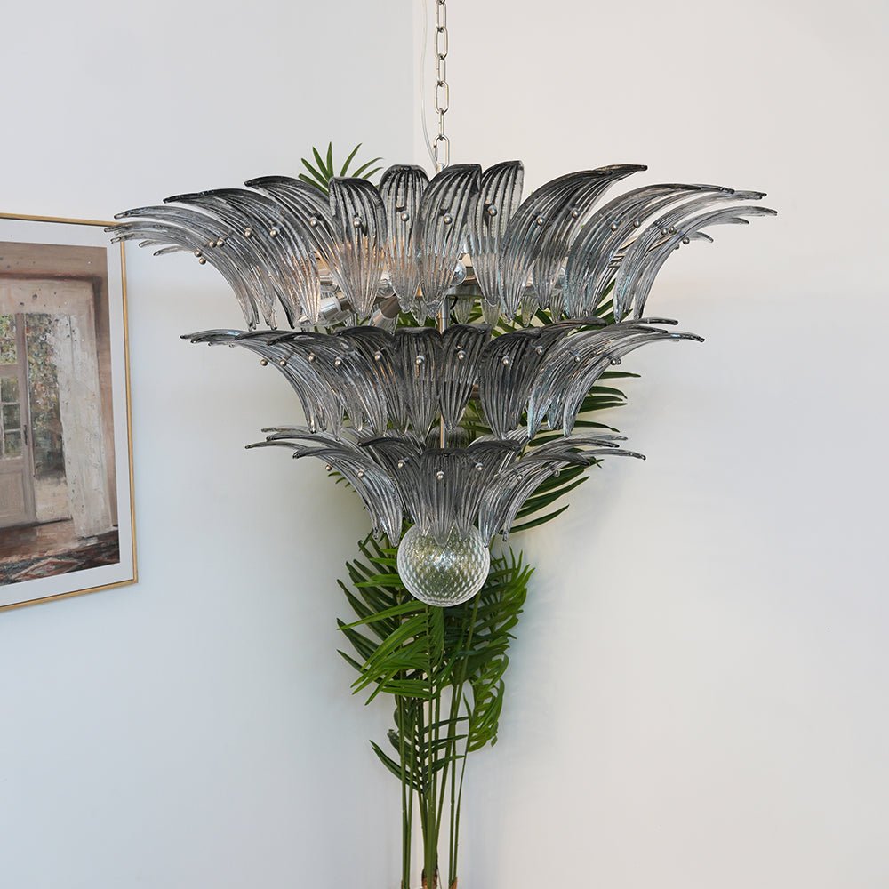 Eirivelle Kronleuchter Murano-Glas Palmblatt-Ebenen