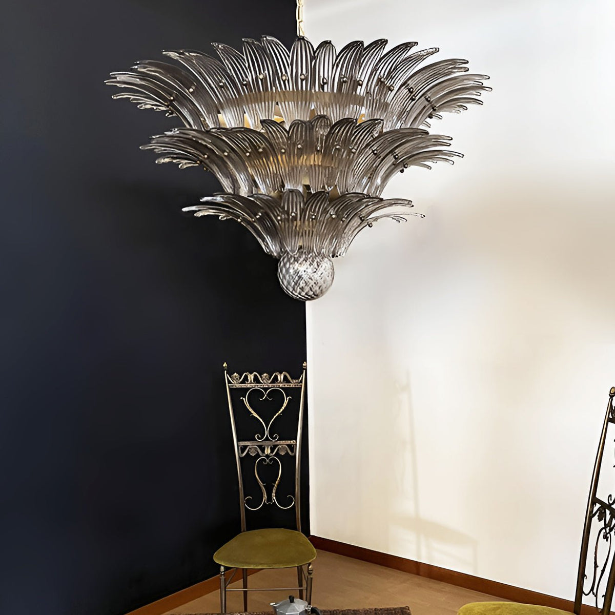 Eirivelle Kronleuchter Murano-Glas Palmblatt-Ebenen