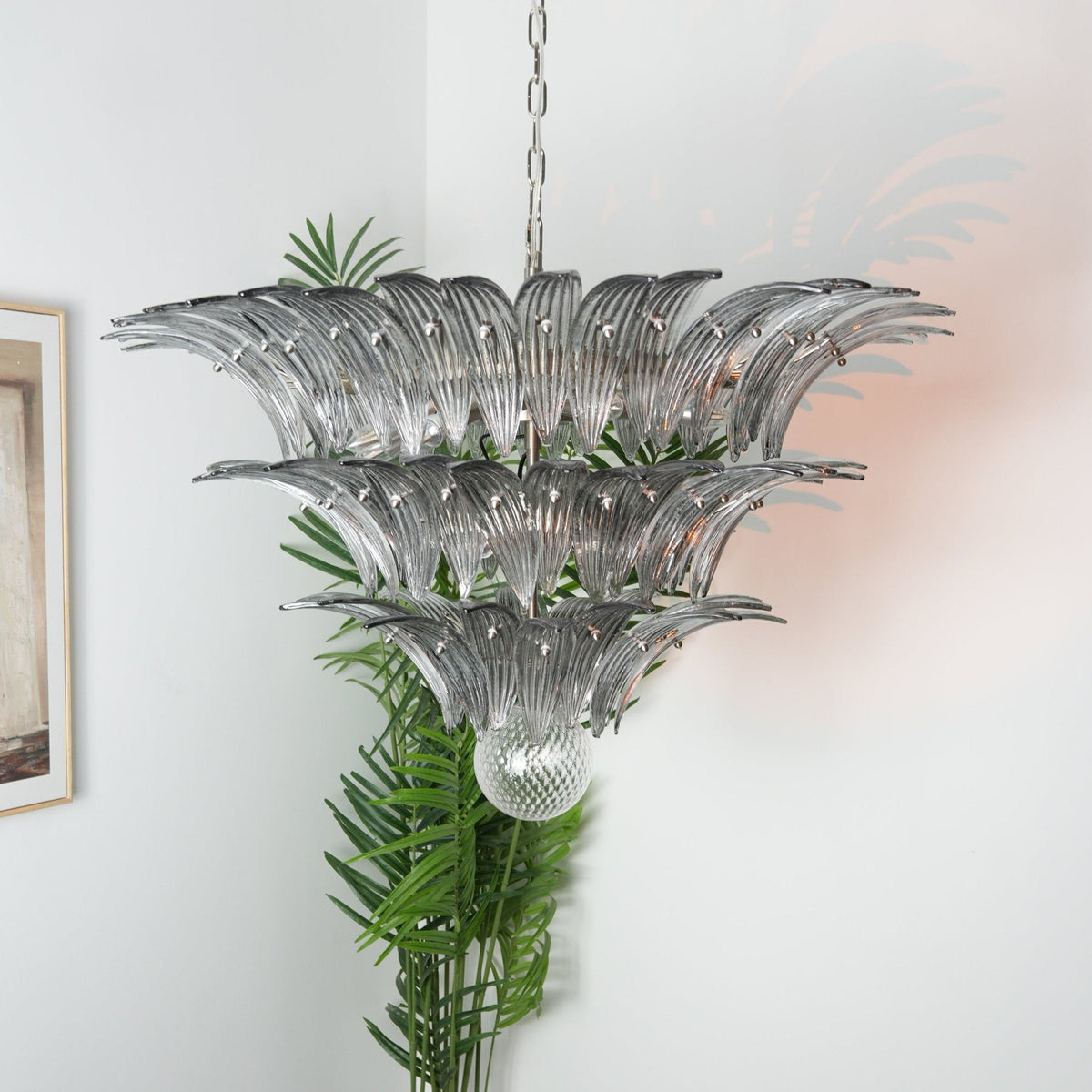 Eirivelle Kronleuchter Murano-Glas Palmblatt-Ebenen