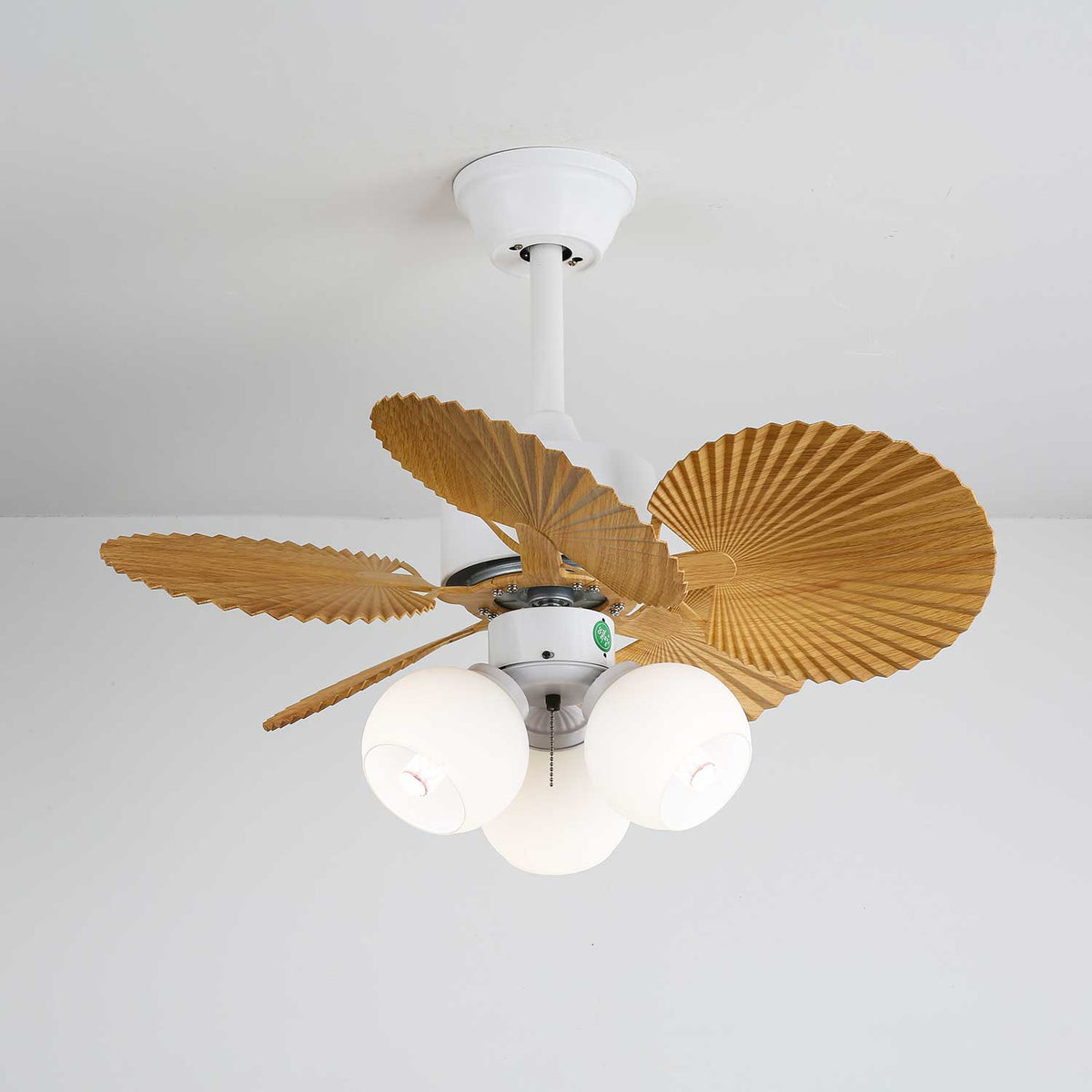 Elvoelle Vintage Holz-Glas-Deckenventilator mit Beleuchtung