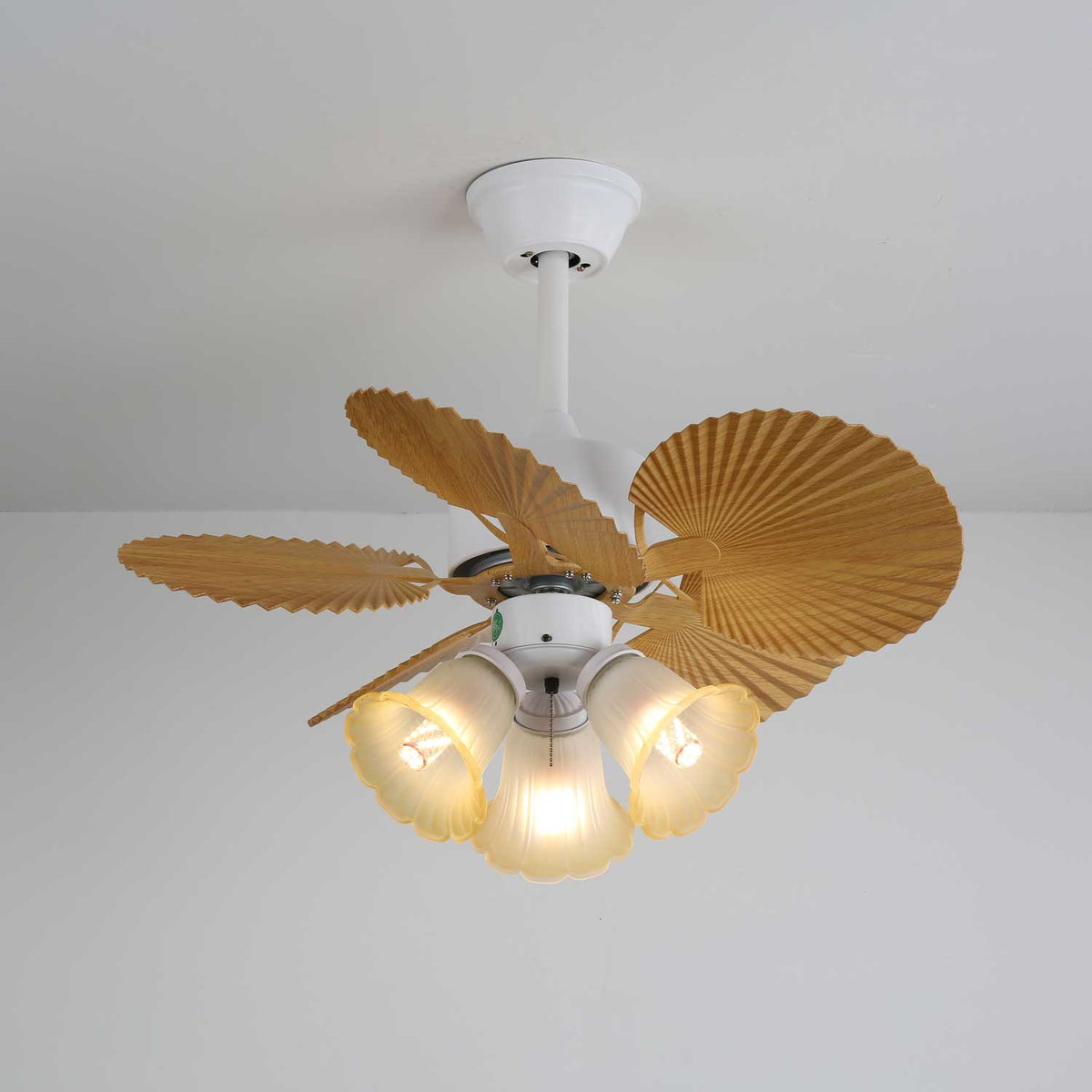 Elvoelle Vintage Holz-Glas-Deckenventilator mit Beleuchtung