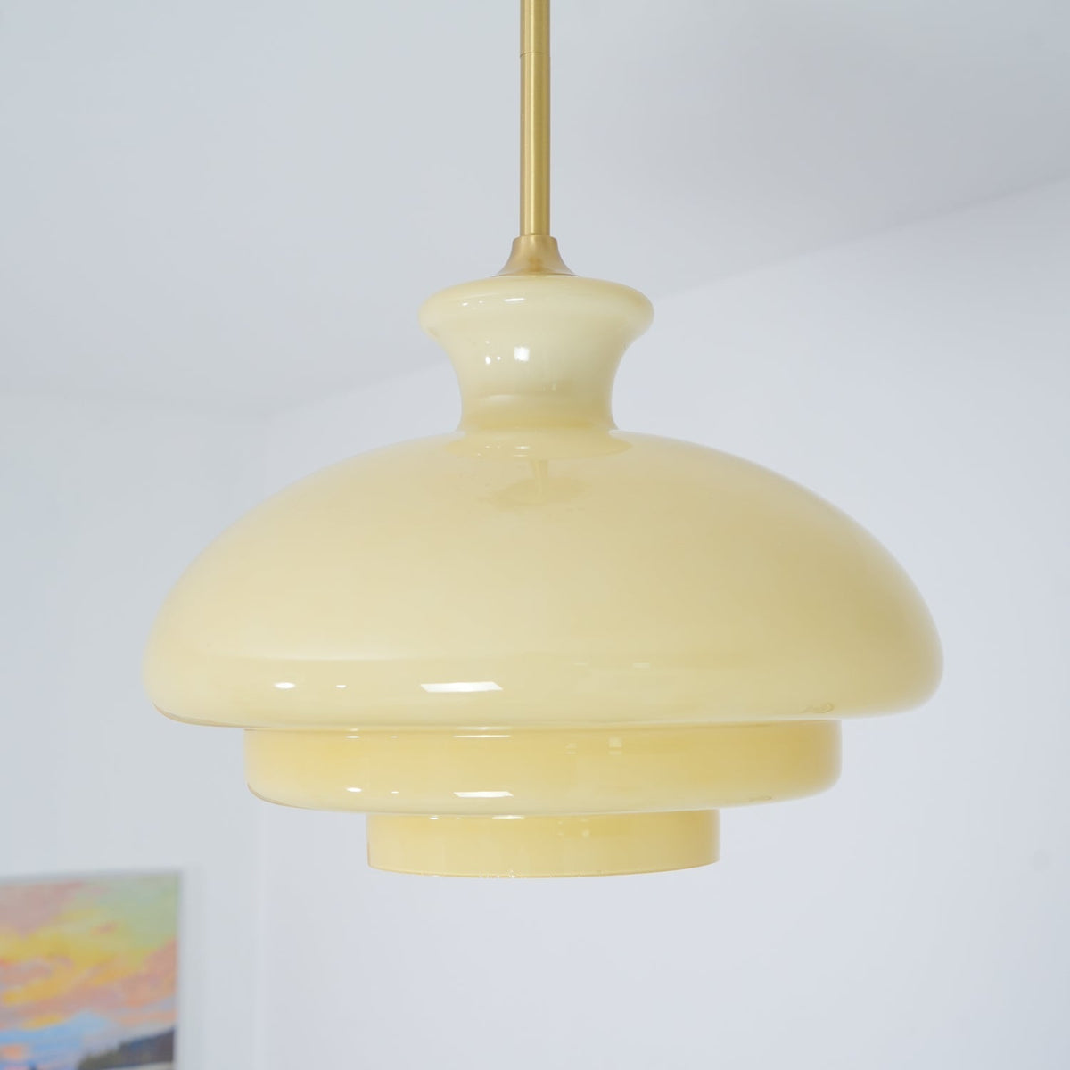 Sunbeam moderne Pendelleuchte aus Glas in Gelb