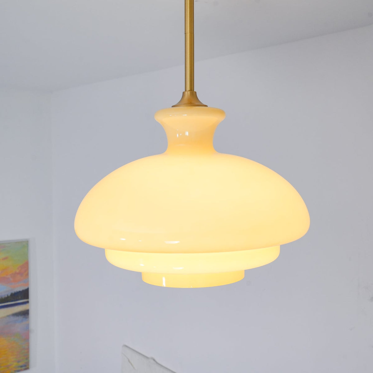 Sunbeam moderne Pendelleuchte aus Glas in Gelb